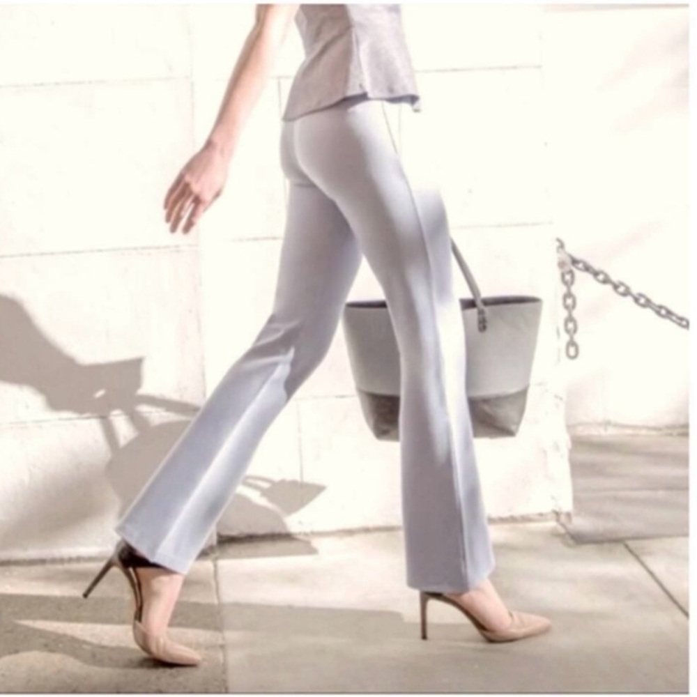 Betabrand Light Gray/Silver Shimmer BootCut Yoga Pull On Dress Trouser Pants MP